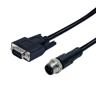 IP68 M12 4 Pin Male To DSUB 9 Pin Female Waterproof Cable Connector With PVC PUR Cable