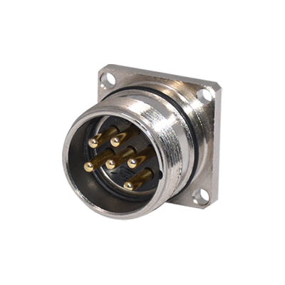 IP67 Panel Mount Male Flange M23 6 Pin Square Connector Plug With Shielded