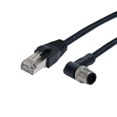 1.5A Industrial Ethernet Connector RJ45 Cable To M12 Molding Female A Coding Connector